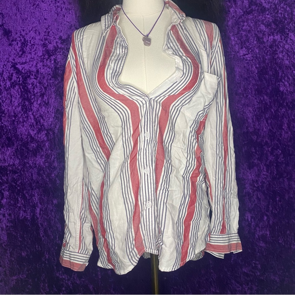 Striped Button-Up Women's Top